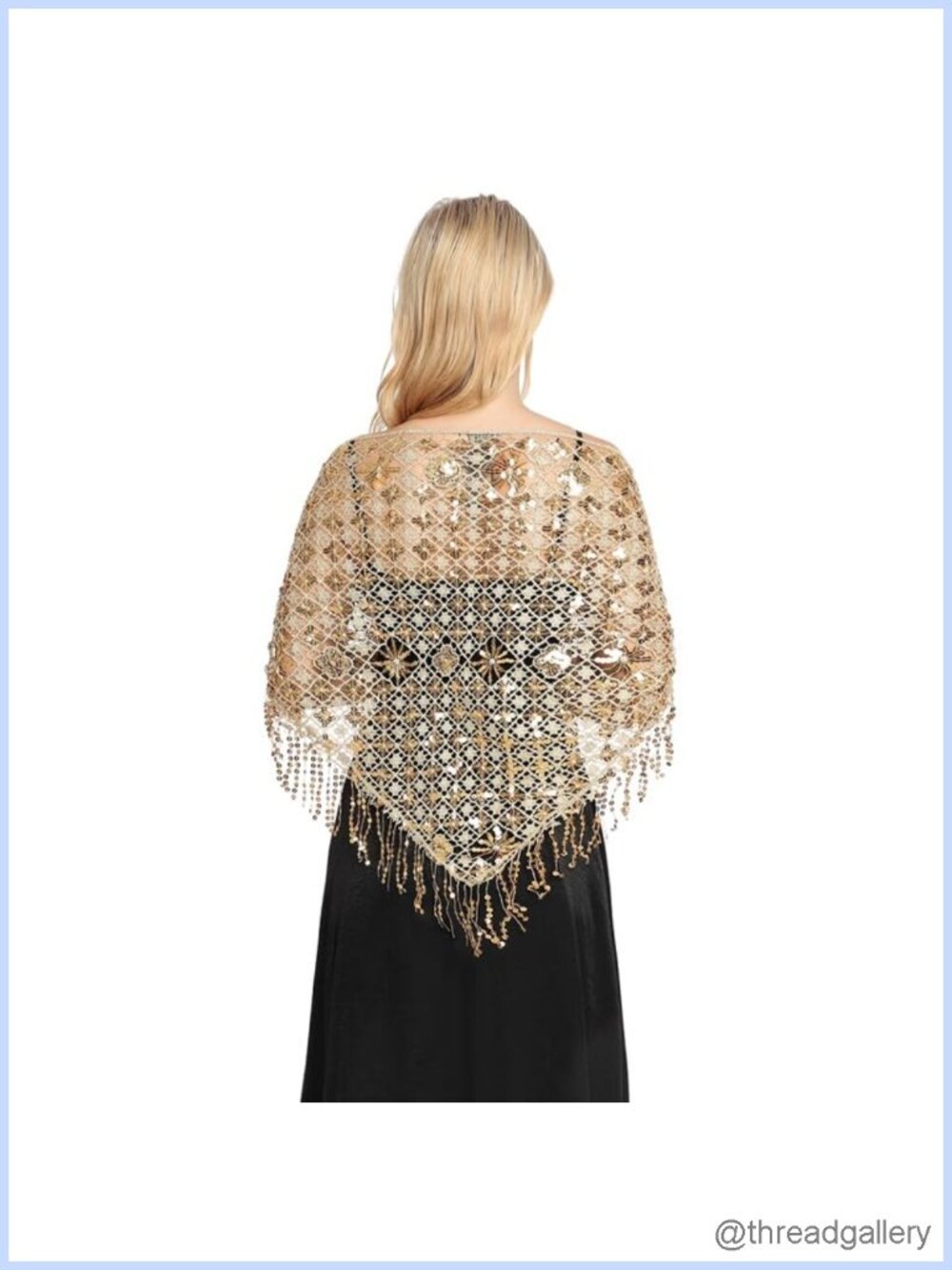 Sequin Fringe Shawl Wrap for Evening Dress Sparkly Lace Cape Cover Up